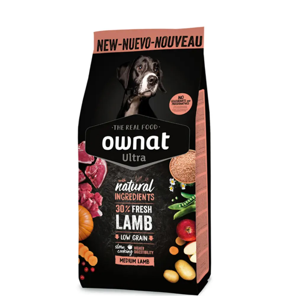 

Ownat Medium Adult Ultra Сухой корм для собак средних пород, с ягненком и рисом, 3 кг