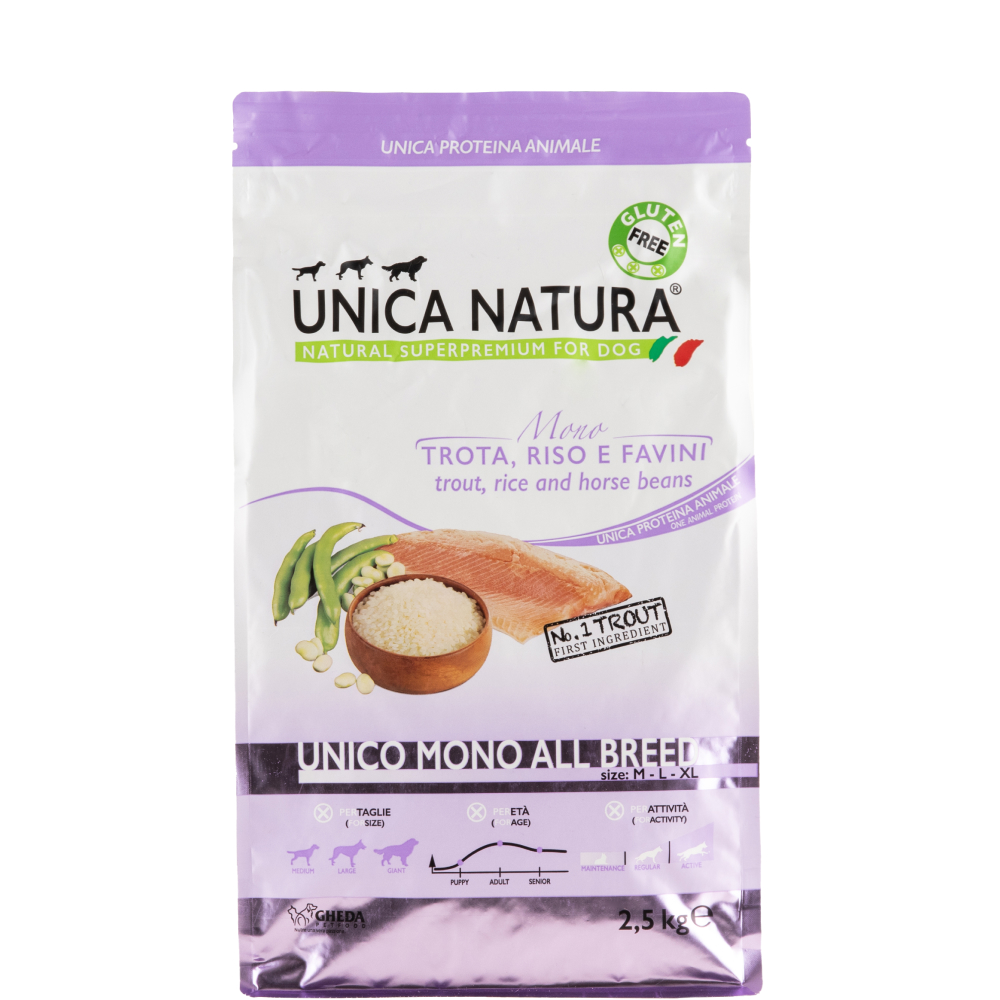 

UNICA Natura Mono All Breed Сухой корм для собак всех пород, с форелью, 12 кг