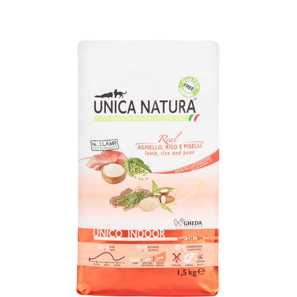 

UNICA Natura Indoor Сухой корм для кошек, с ягненком, рисом и горохом, 1,5 кг