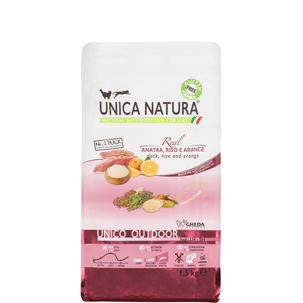 

UNICA Natura Outdoor Сухой корм для кошек, с уткой, рисом и апельсинами, 1,5 кг