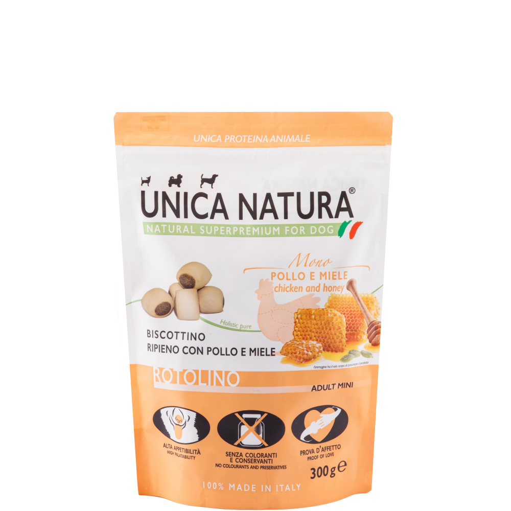 

UNICA Natura Лакомство Печенье с мясом курицы и медом (300 гр.) для собак