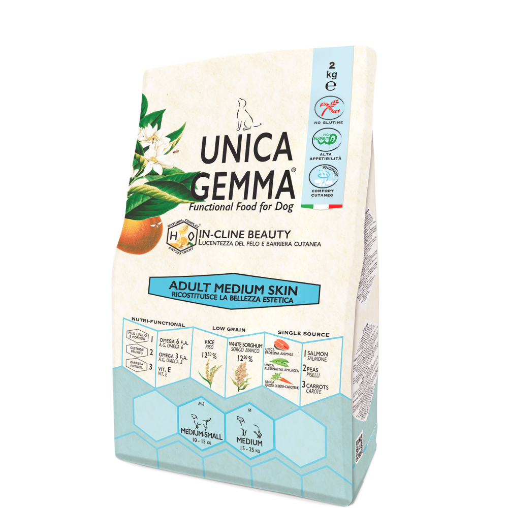 

UNICA Gemma Сухой корм для взрослых собак средних пород для решения проблем с кожей и шерстью, 2 кг