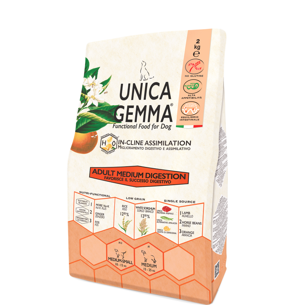 

UNICA Gemma Сухой корм для взрослых собак средних пород для решения проблем с пищеварением, 2 кг