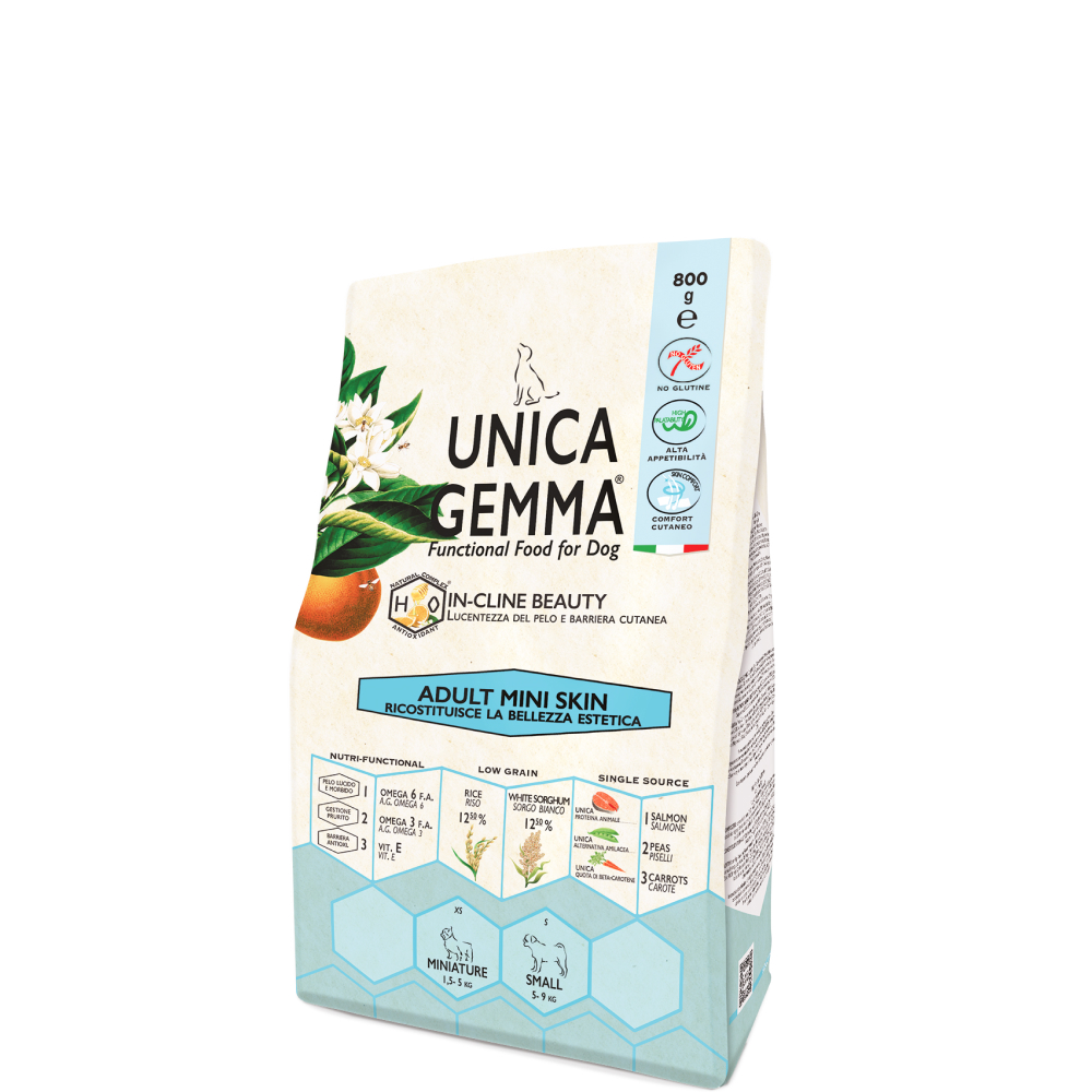 

UNICA Gemma Сухой корм для взрослых собак мелких пород для решения проблем с кожей и шерстью, 800 гр.