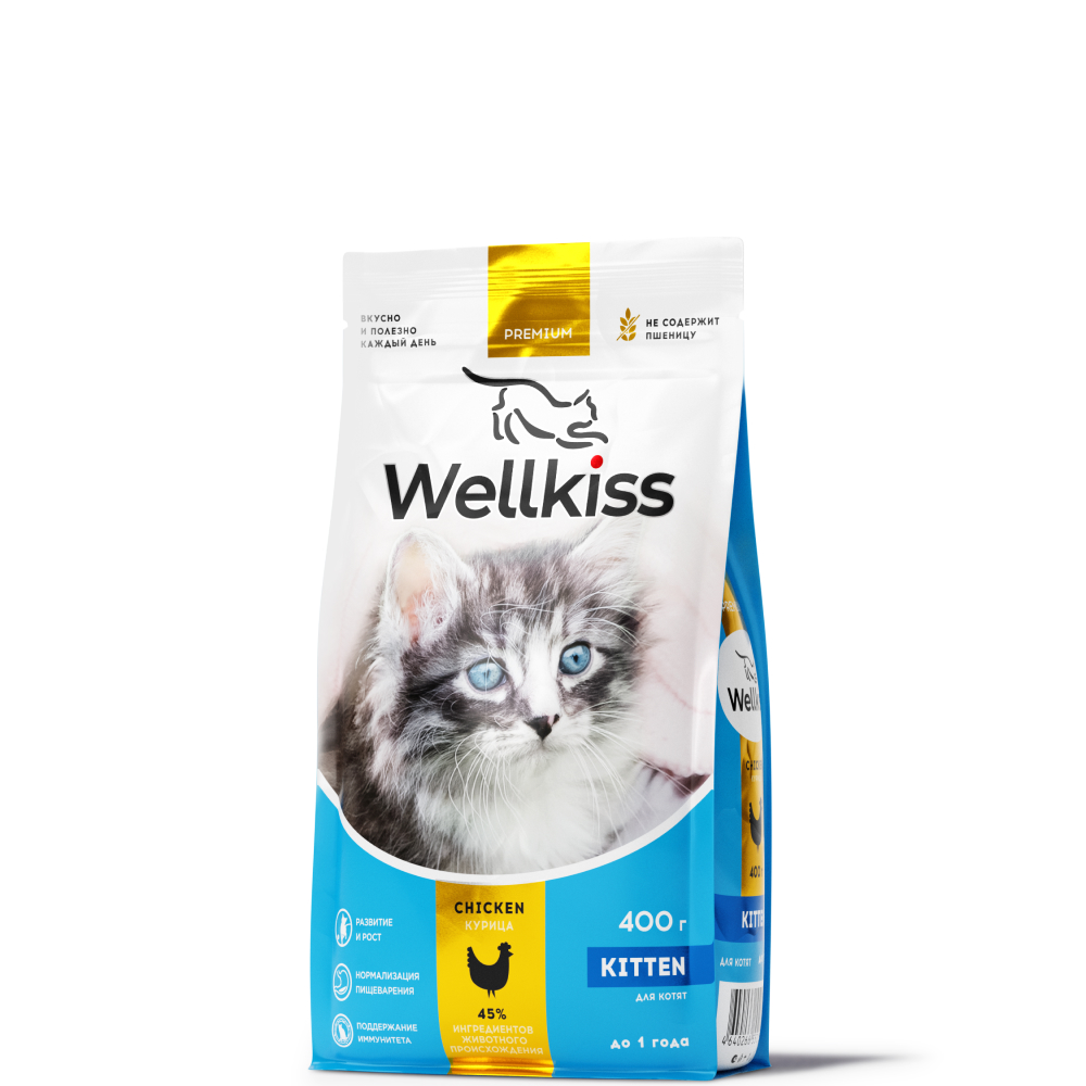 Wellkiss Kitten Delicate Сухой корм для котят, с курицей, 400 гр