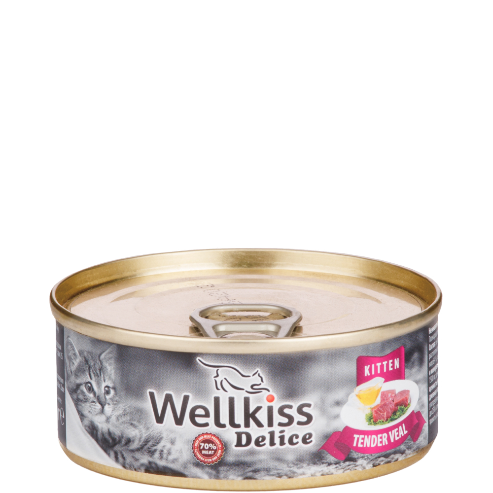 

Wellkiss Delice Влажный корм (консервы) для котят, нежная телятина, 100 гр.