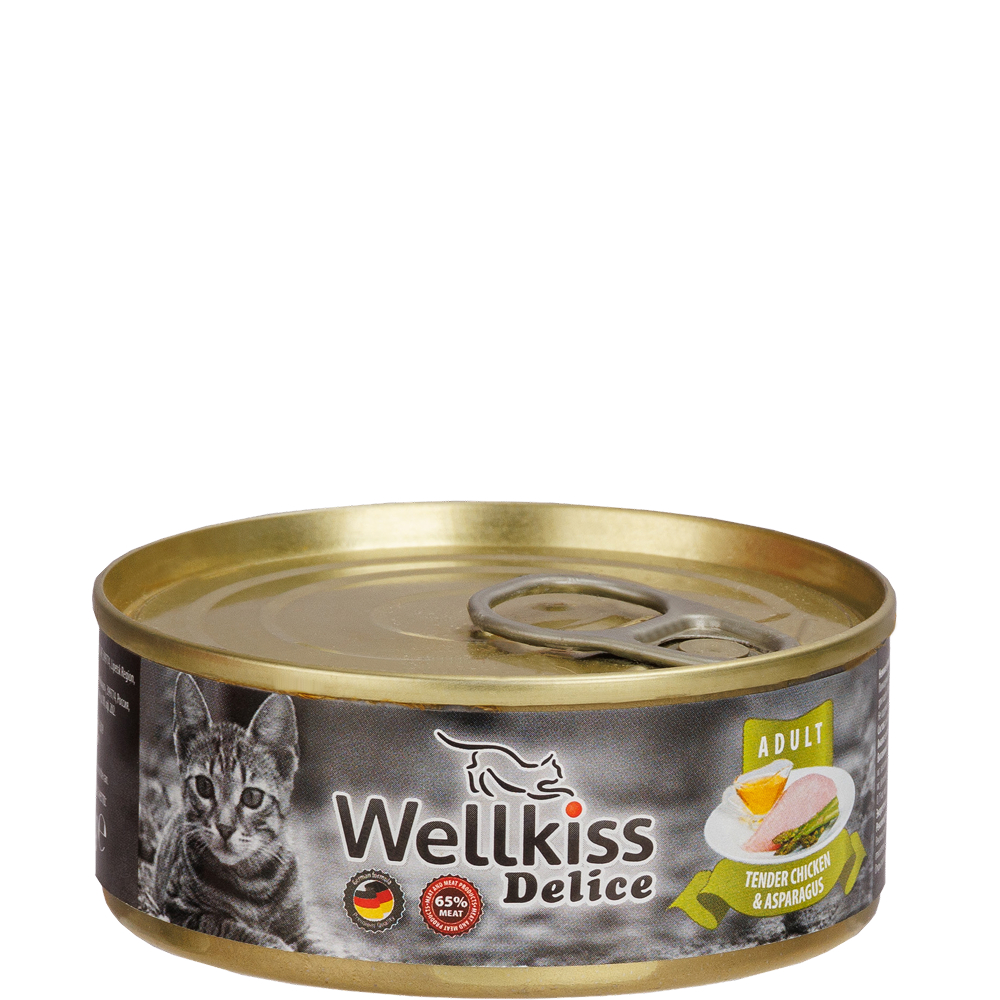 

Wellkiss Delice Влажный корм (консервы) для кошек, нежное филе цыпленка со спаржей, 100 гр.
