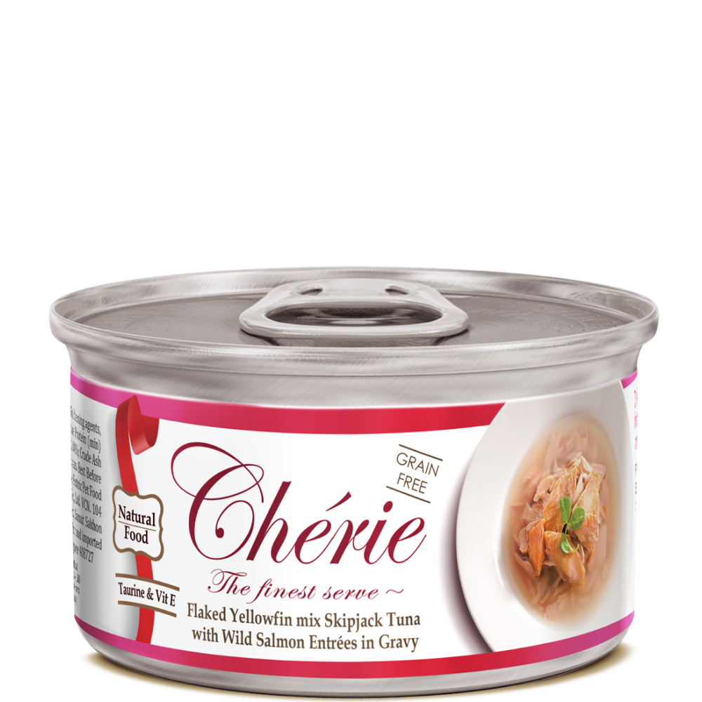 

Pettric Cherie Влажный корм (консервы) для кошек, с тунцом и лососем в подливе, 80 гр.