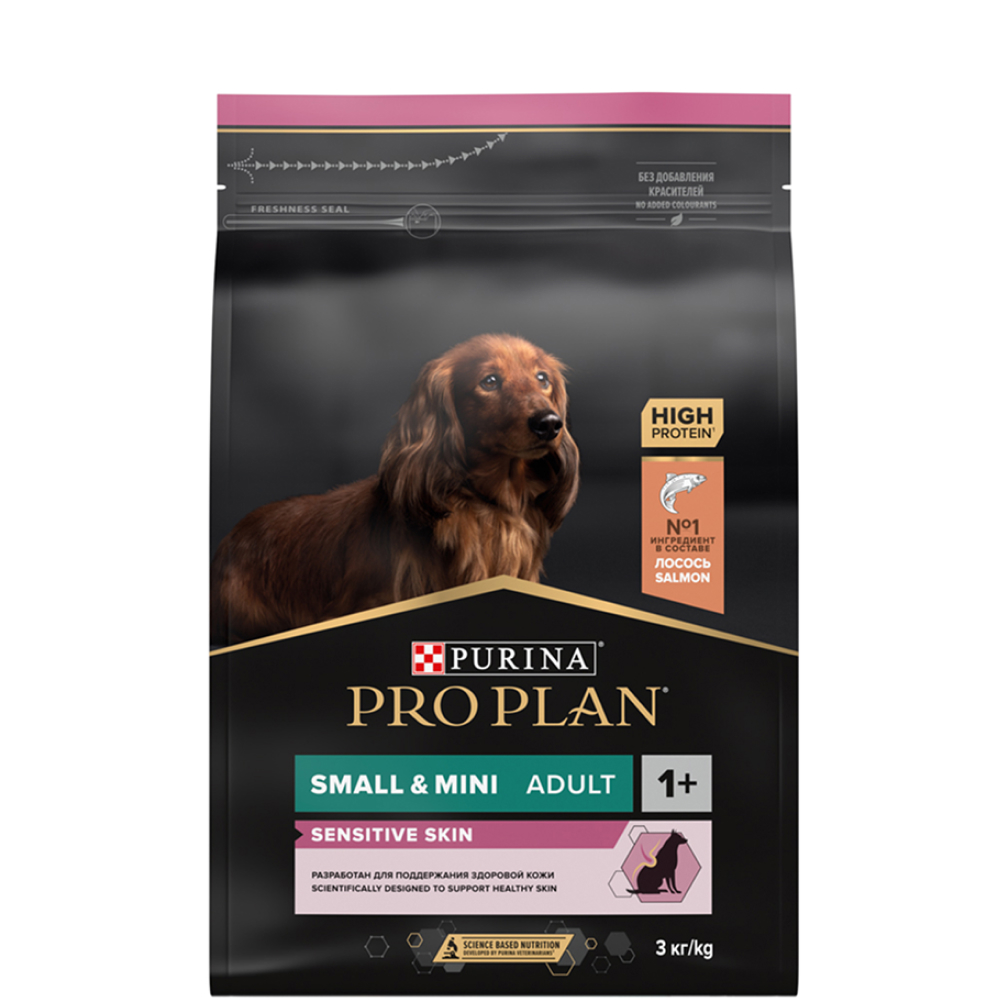 ProPlan Sensitive Skin Сухой корм для взрослых собак мелких и карликовых пород с чувствительной кожей, с высоким содержанием лосося
