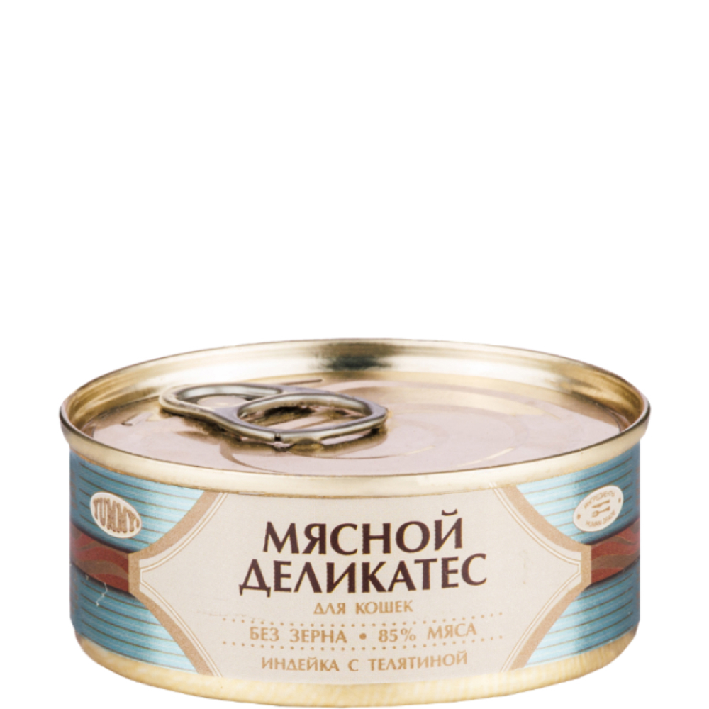 

Yummy Мясной Деликатес Влажный корм (консервы) для кошек, с индейкой и телятиной, 100 гр.