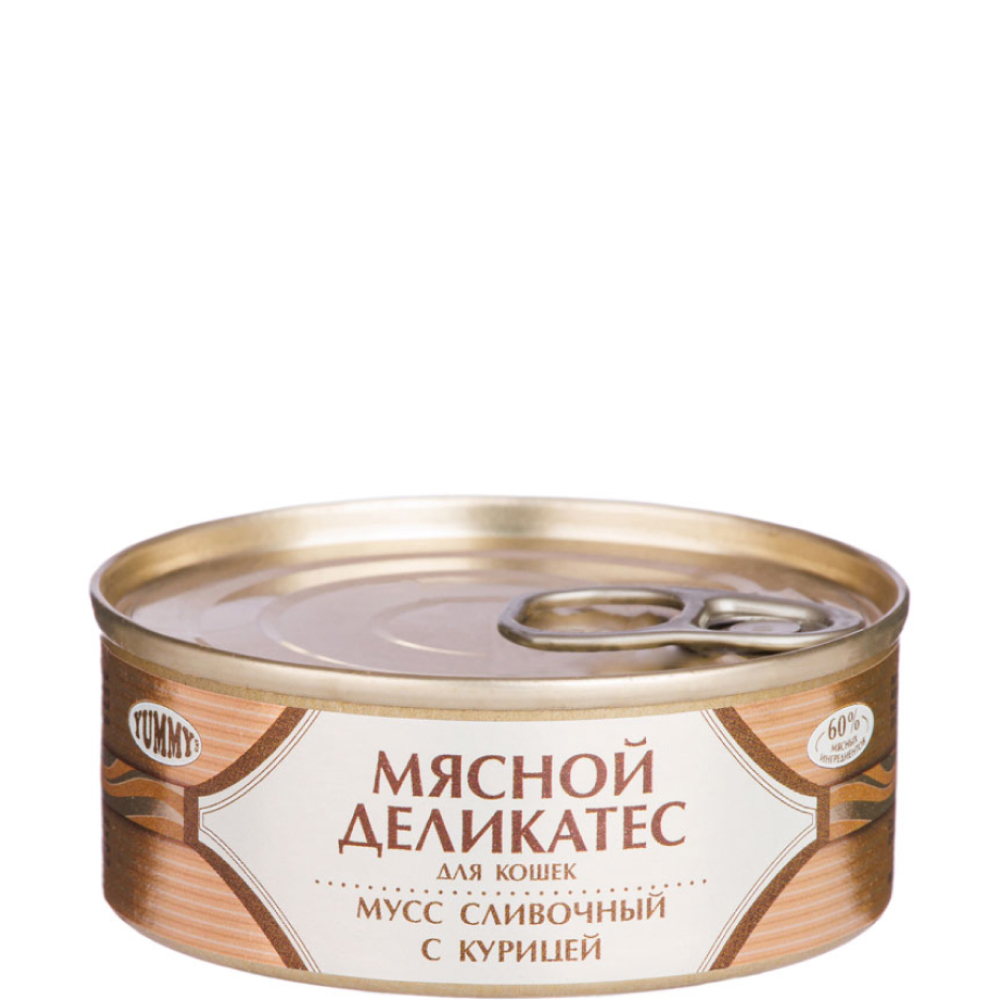 

Yummy Мясной деликатес Влажный корм (консервы) для кошек, мусс сливочный с курицей, 100 гр.