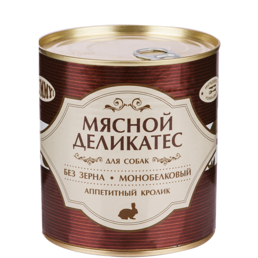 

Yummy Влажный корм (консервы) для собак Мясной Деликатес, с натуральным кроликом в желе, 240 гр.