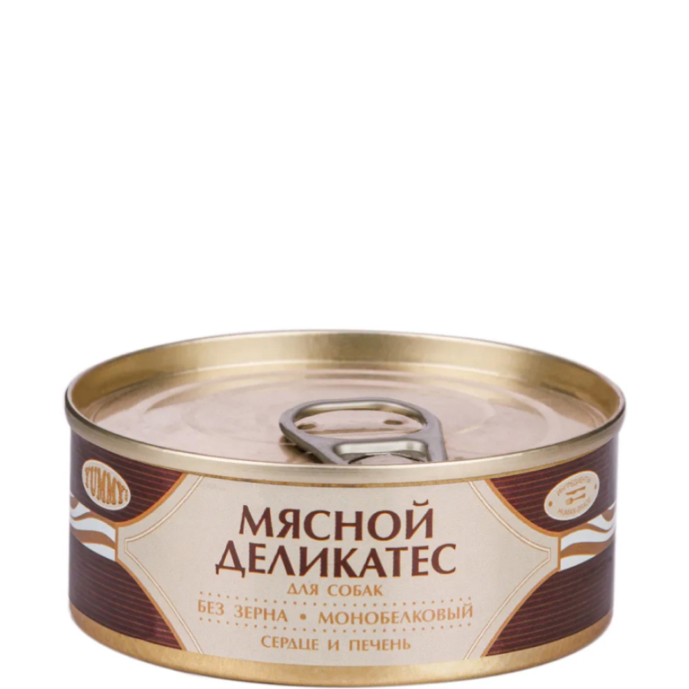 Yummy Влажный корм для собак Мясной Деликатес, с натуральным сердцем и печенью в желе, 100 гр