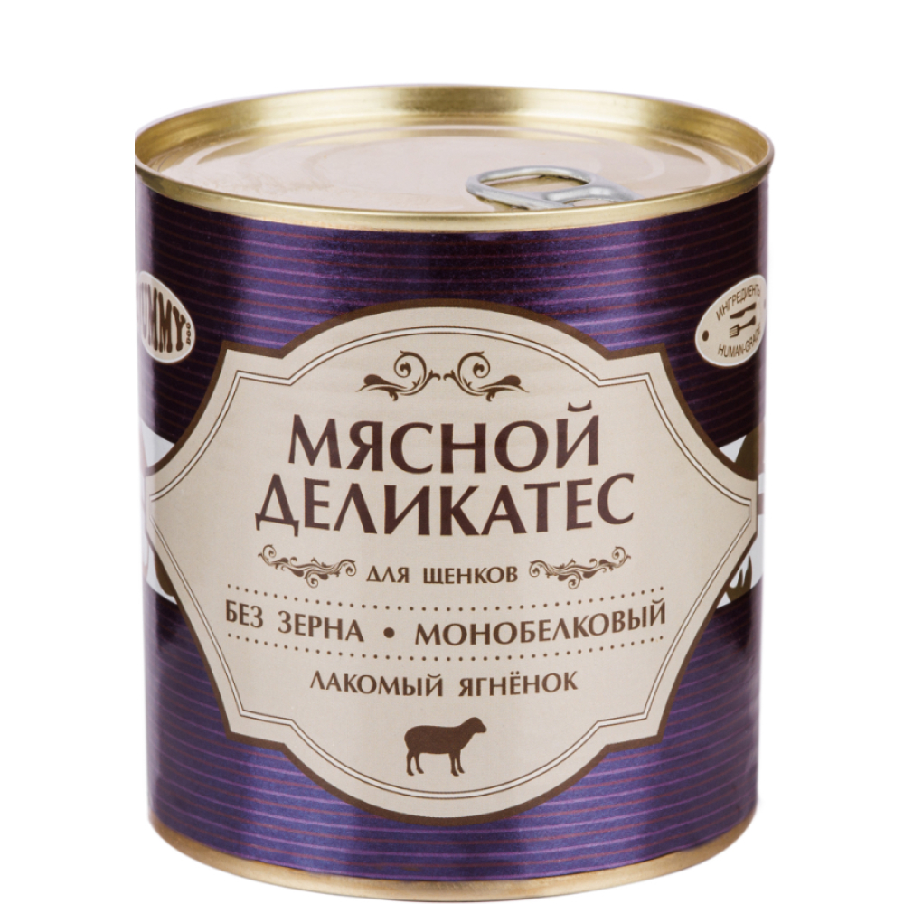 

Yummy Влажный корм (консервы) для щенков Мясной Деликатес, с натуральным ягненком в желе, 750 гр.