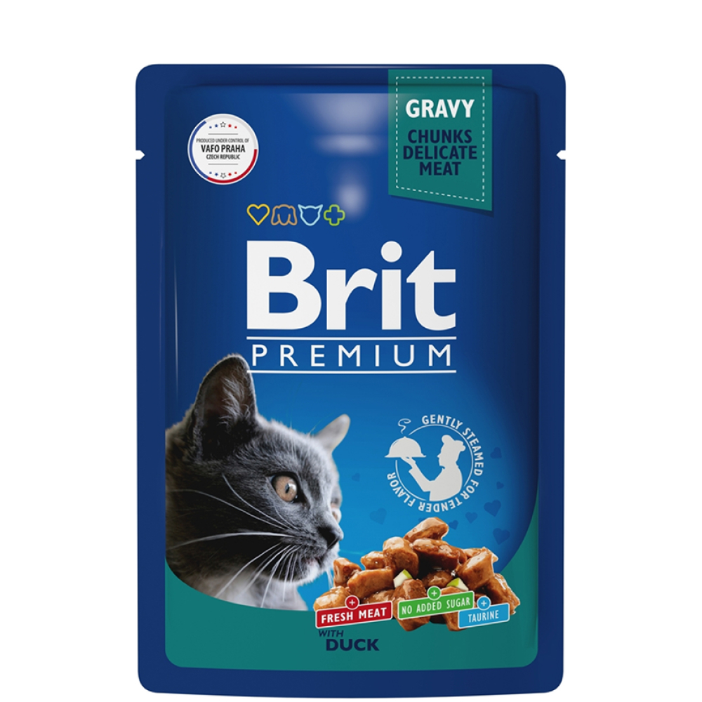

Brit Premium Влажный корм (пауч) для взрослых кошек, с уткой в соусе, 85 гр.