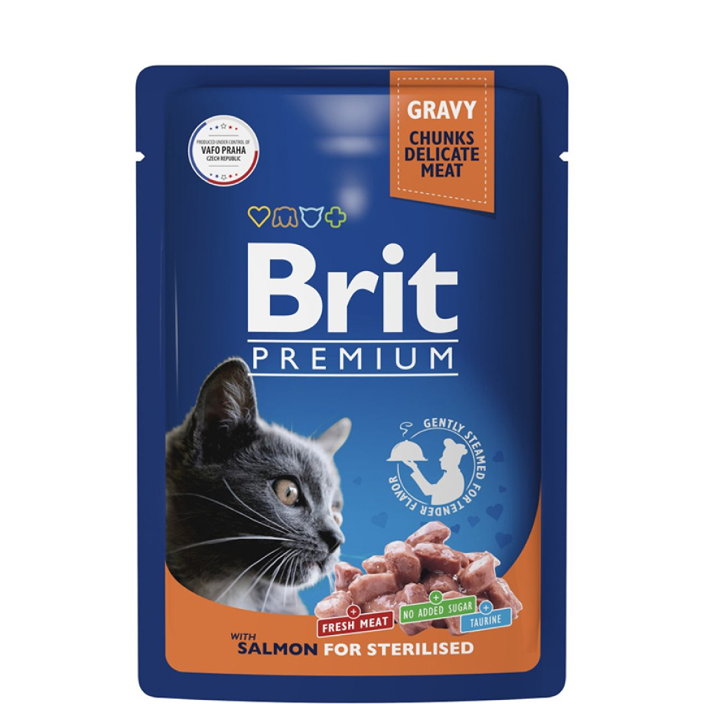 

Brit Premium Влажный корм (пауч) 5+1 Промо-Набор для стерилизованных кошек, с лососем в соусе, 85 гр.