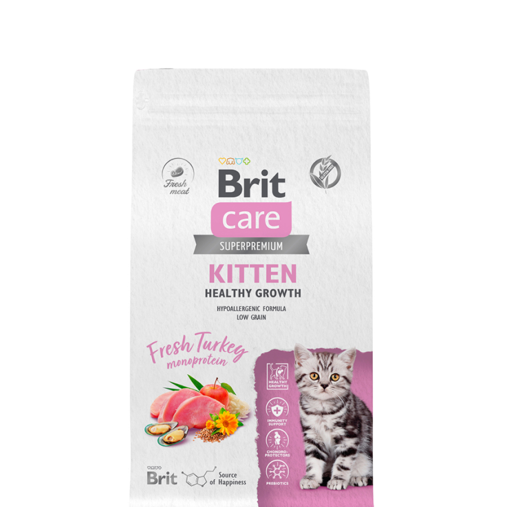 

Brit Care Kitten Сухой корм для котят, беременных и кормящих кошек, с индейкой, 1,5 кг