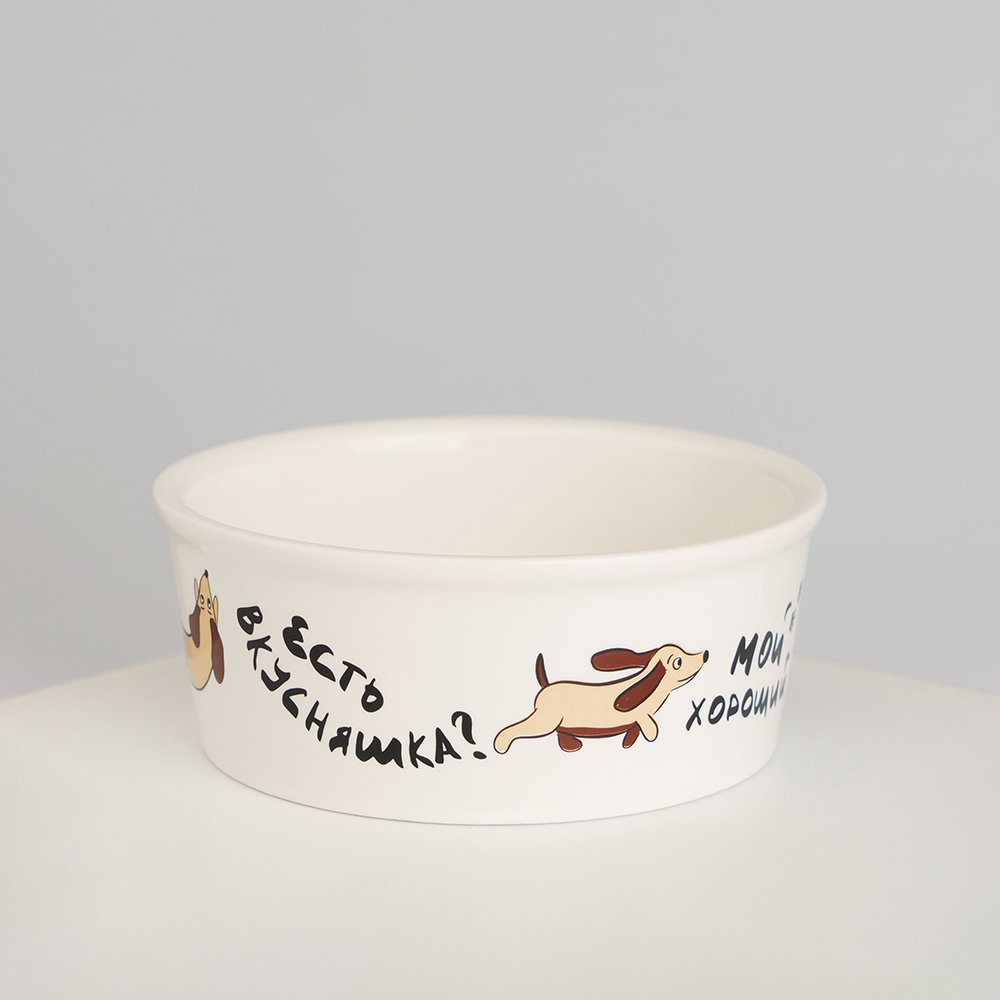 

RURRI Миска фарфоровая для кошек и собак Вкусняшки, 450 мл, белый