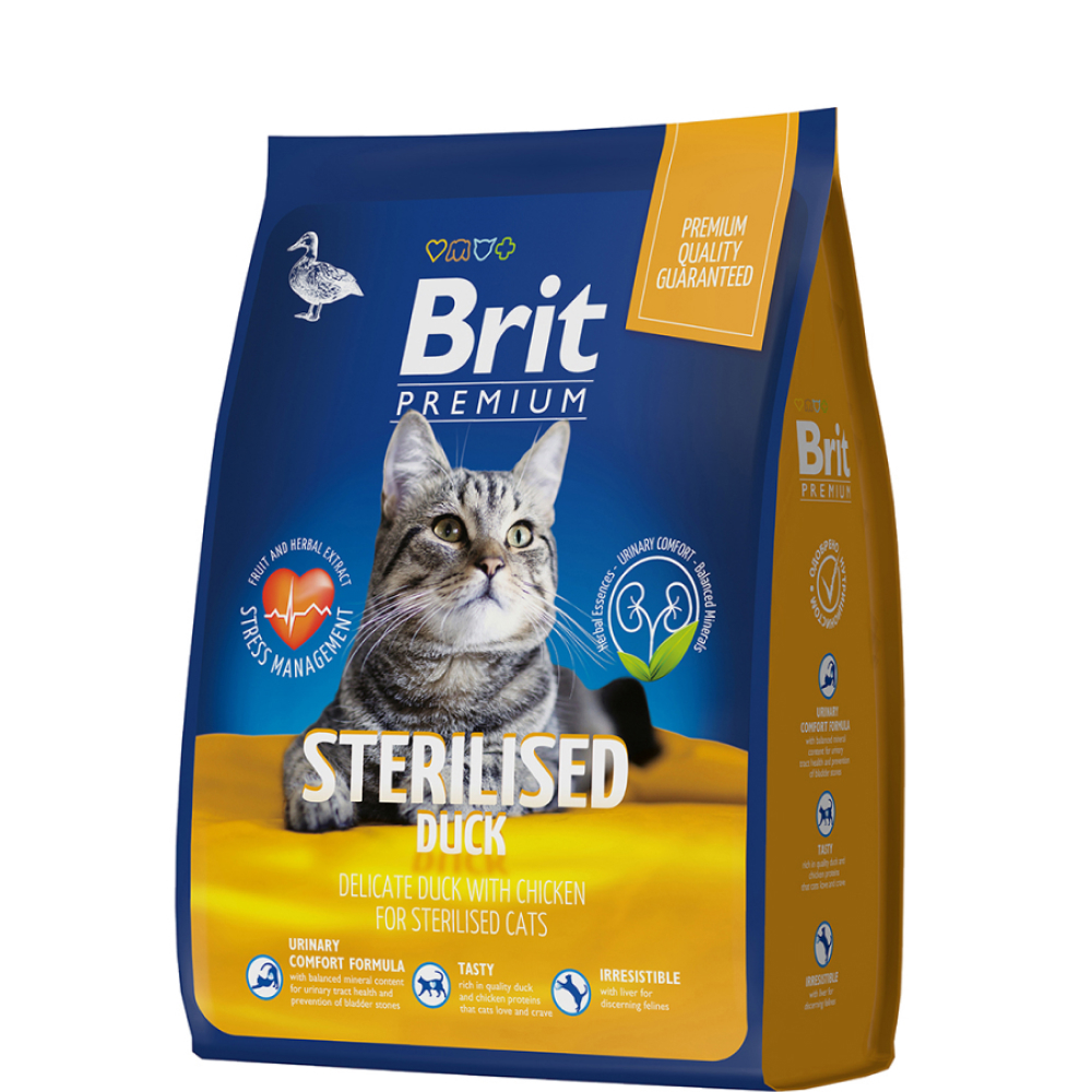 

Brit Premium Cat Duck Сухой корм для стерилизованных кошек, с уткой и курицей, 2 кг