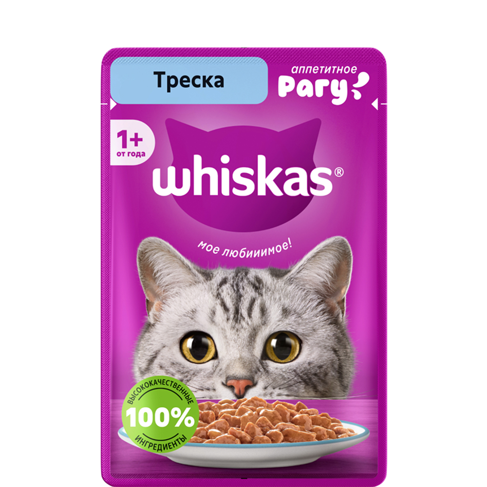 

Whiskas Влажный корм (пауч) для кошек, рагу с треской, 75 гр.