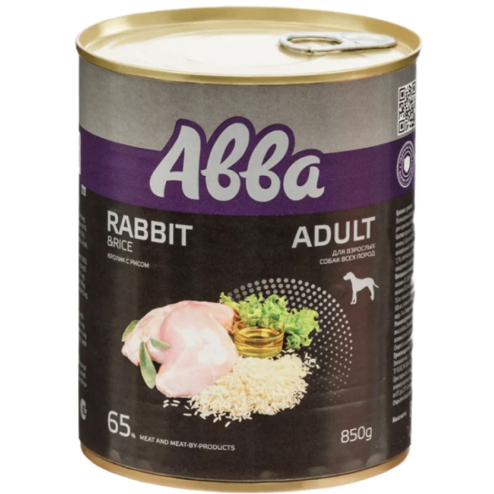 

АВВА Adult Влажный корм (консервы) для взрослых собак всех пород, с кроликом с рисом, 200 гр.