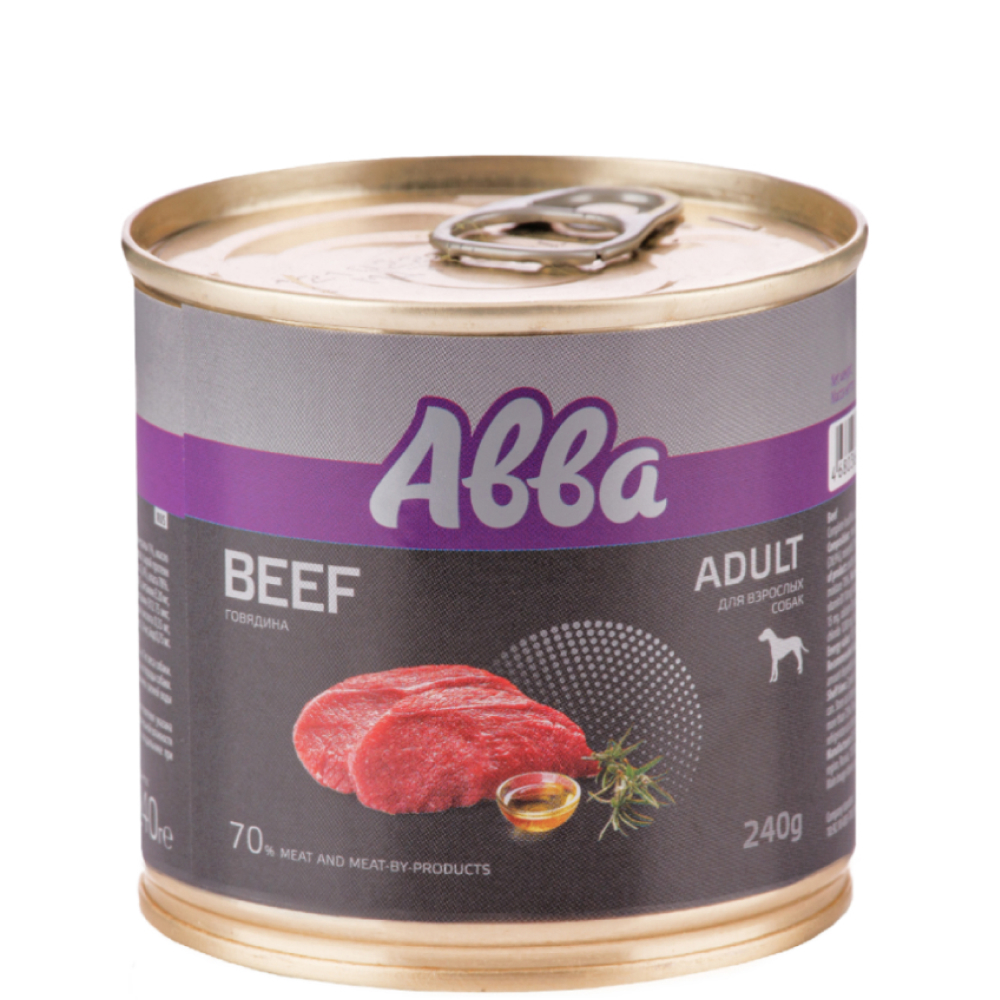 

АВВА Adult Влажный корм (консервы) для взрослых собак всех пород, с говядиной, 240 гр.