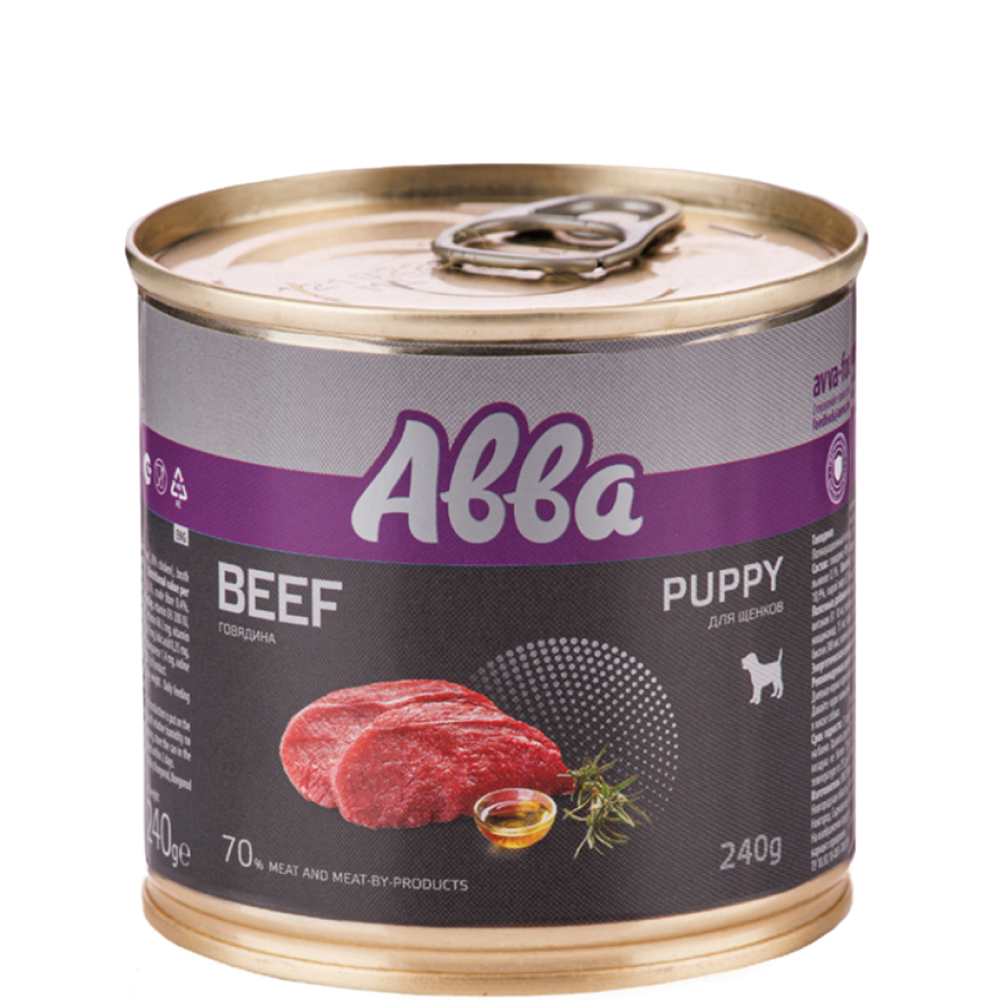 

АВВА Puppy Влажный корм (консервы) для щенков всех пород, с говядиной, 240 гр.