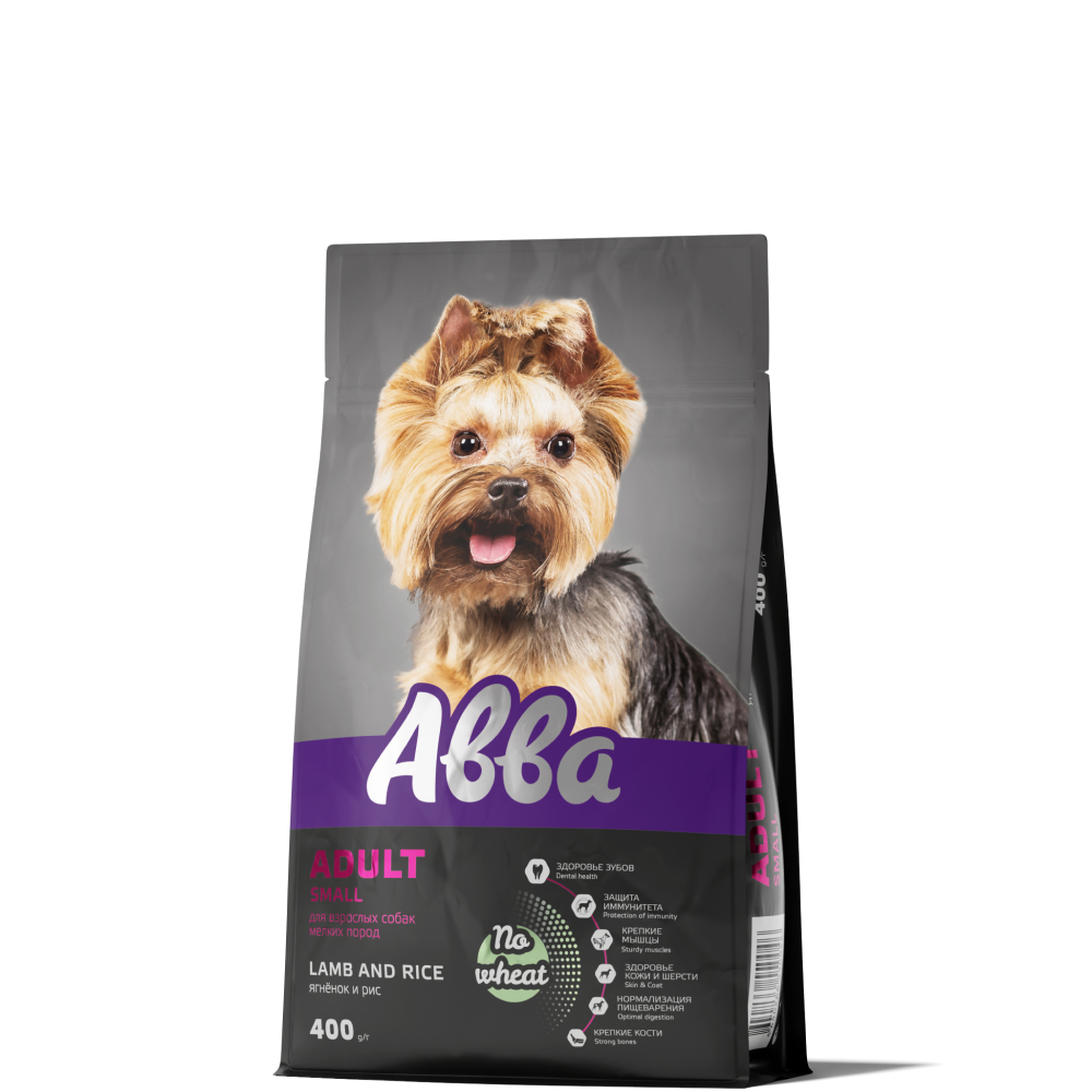 АВВА Adult Small Сухой корм для взрослых собак мелких пород, с ягненком и рисом, 400 гр