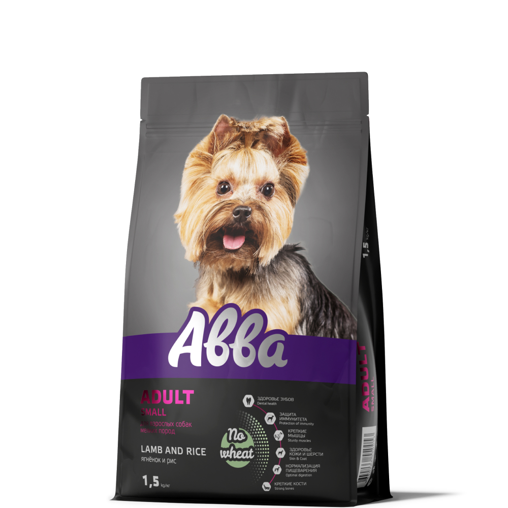 АВВА Adult Small Сухой корм для взрослых собак мелких пород, с ягненком и рисом, 1,5 кг