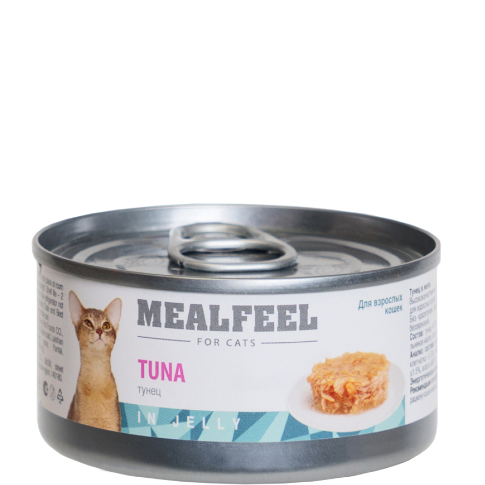 

Mealfeel Влажный корм (консервы) для кошек, тунец в желе, 85 гр.