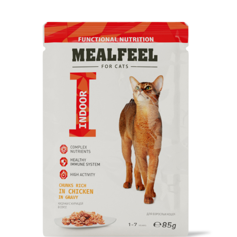 

Mealfeel Functional Nutrition Влажный корм (пауч) для взрослых кошек, курица в соусе с цельными кусочками филе, 85 гр.