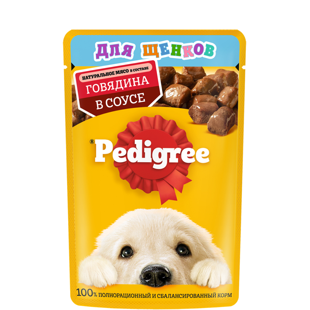 

Pedigree Корм влажный (пауч) для щенков, говядина в соусе, 85 гр.