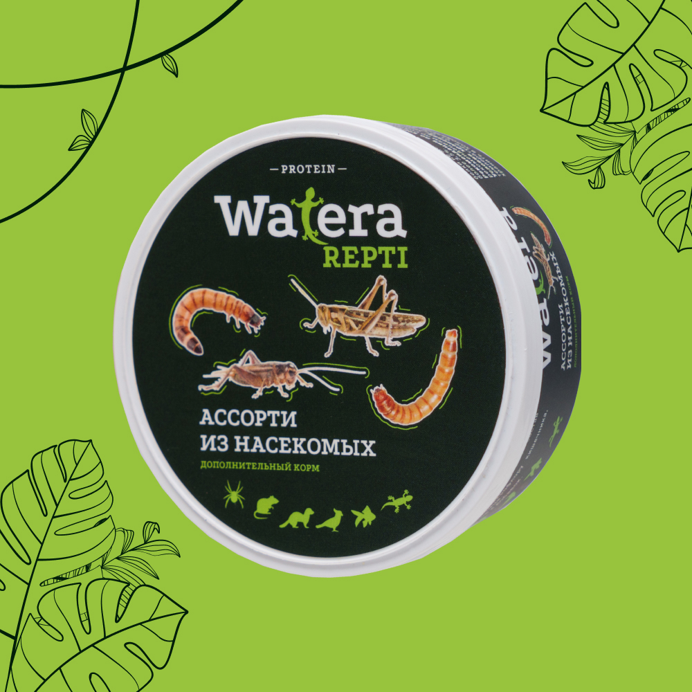 

WATERA Экзомикс из насекомых консервированный для рептилий, грызунов, птиц и рыб, 40 гр.