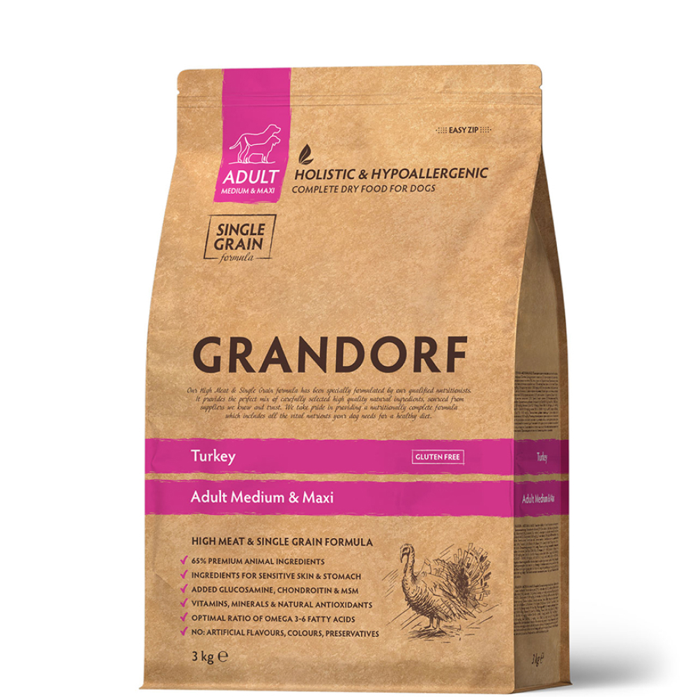 

Grandorf Holistic Adult Medium & Maxi Сухой корм для собак средних и крупных пород, с индейкой, 10 кг