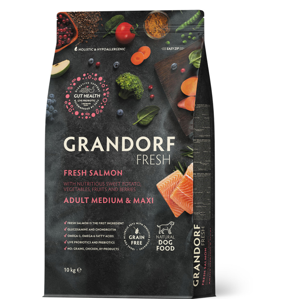 

Grandorf Fresh Adult Сухой корм для собак средних и крупных пород, с лососем и бататом, 10 кг