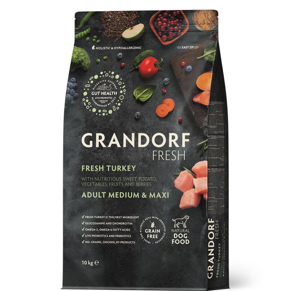 

Grandorf Fresh Adult Сухой корм для собак средних и крупных пород, с индейкой и бататом, 10 кг