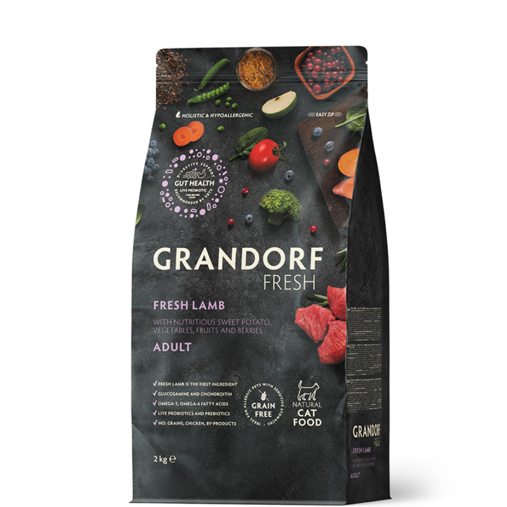 Grandorf Fresh Adult Сухой корм для взрослых кошек с чувствительным пищеварением или склонных к аллергии, с ягненком и бататом