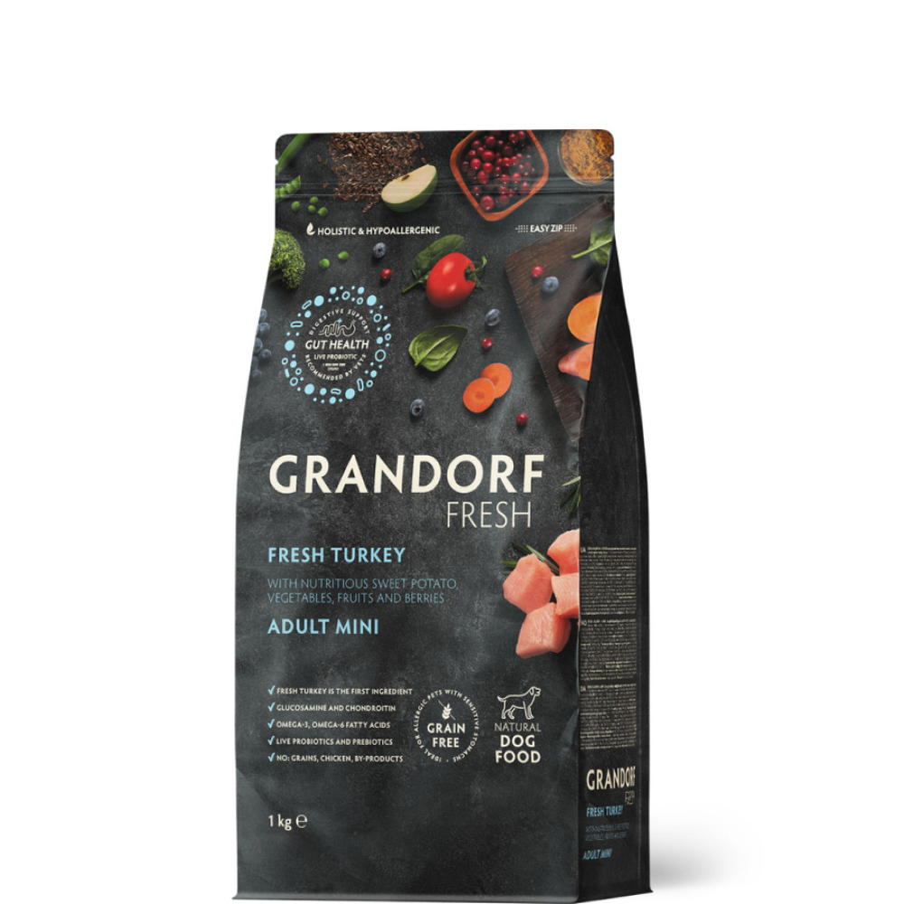 

Grandorf Fresh Adult Mini Сухой корм для собак мелких пород, с индейкой и бататом, 1 кг
