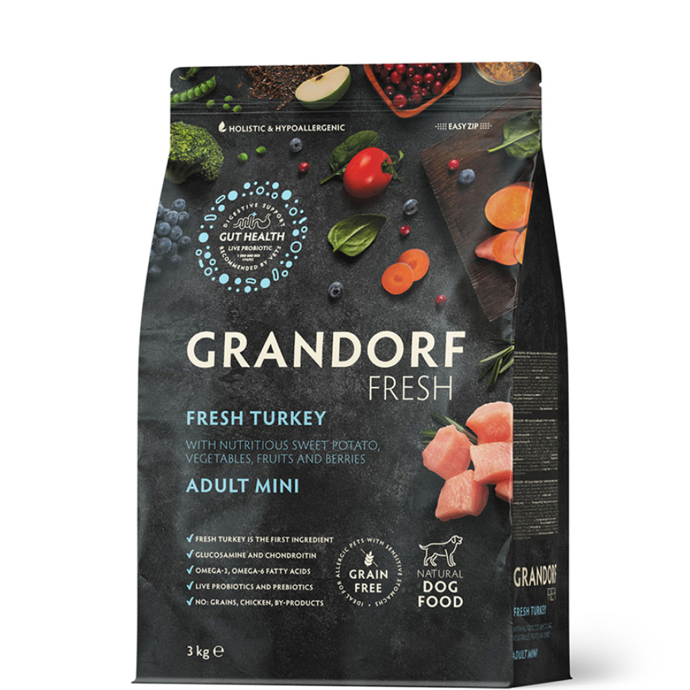 

Grandorf Fresh Adult Mini Сухой корм для собак мелких пород, с индейкой и бататом, 3 кг