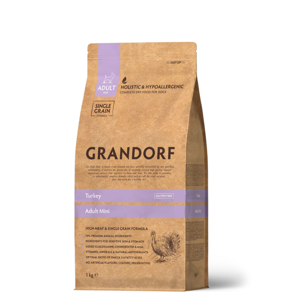 

Grandorf Holistic Adult Mini Сухой корм для собак мелких пород, с индейкой, 3 кг