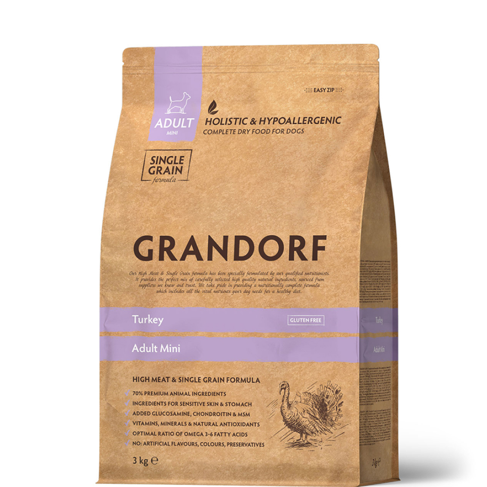 

Grandorf Holistic Adult Mini Сухой корм для собак мелких пород, с индейкой, 3 кг