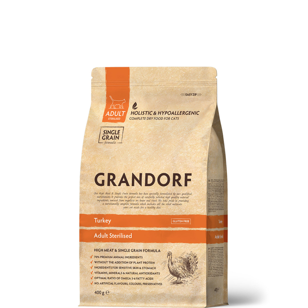 

Grandorf Holistic Adult Sterilised Сухой корм для стерилизованных кошек, с индейкой, 400 гр.