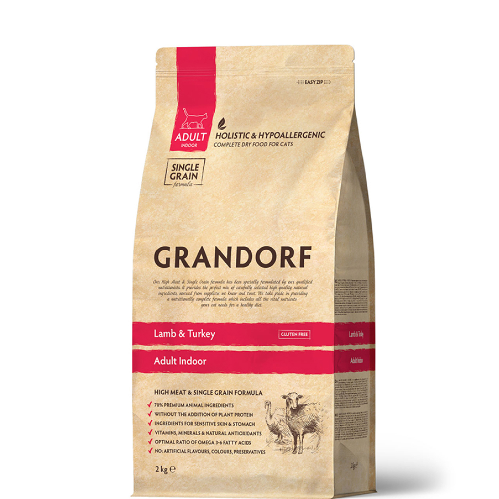 

Grandorf Holistic Adult Indoor Сухой корм для домашних кошек, с ягненком и индейкой, 400 гр.