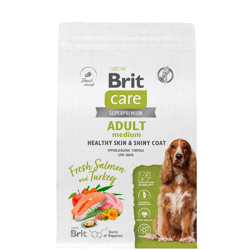 

Brit Care Adult Сухой корм для собак средних пород, с лососем и индейкой, 3 кг