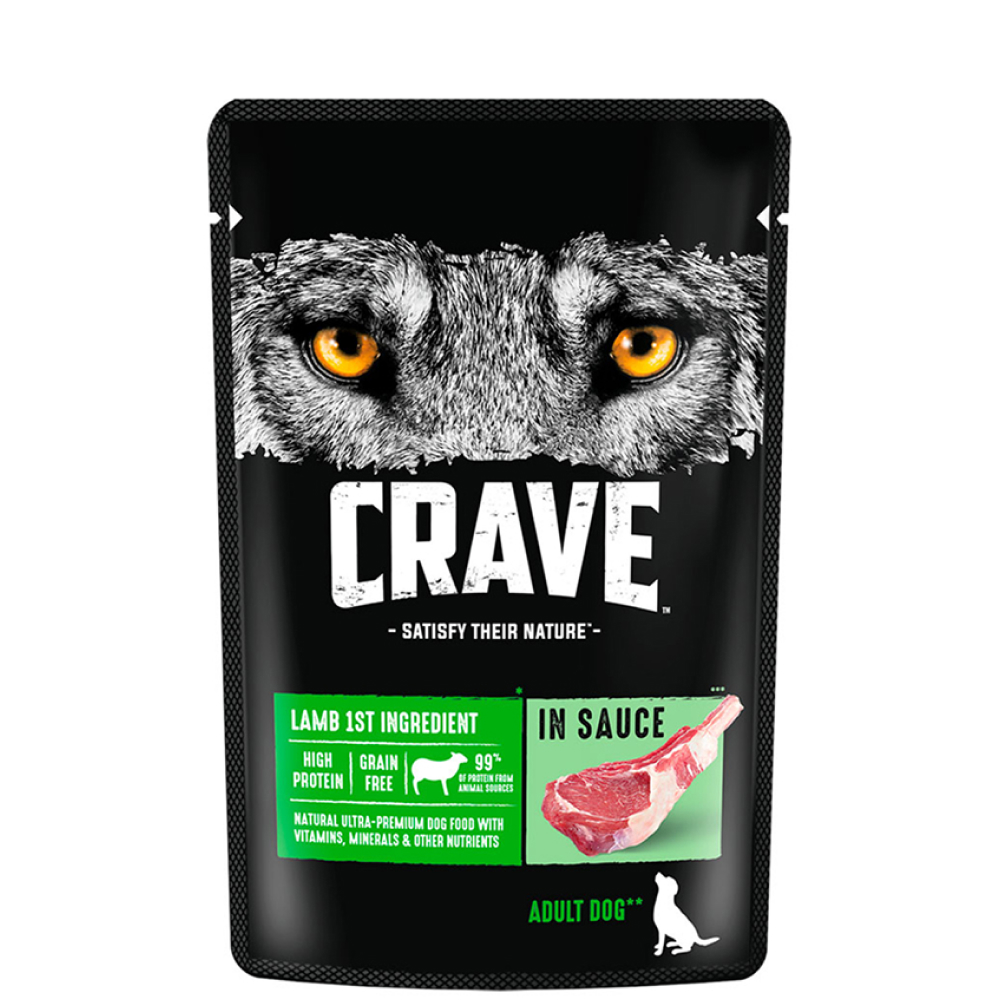 

Crave Влажный корм (пауч) для взрослых собак всех пород, с ягненком в соусе, 85 гр.