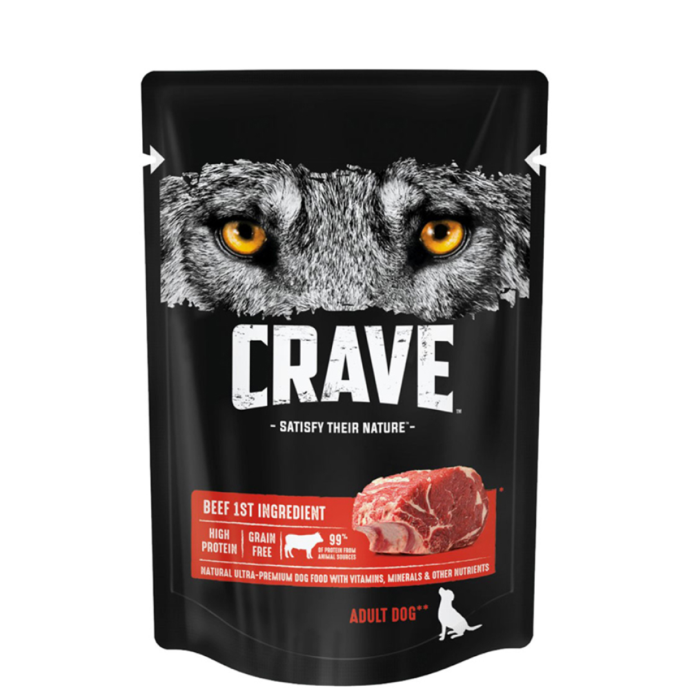 

Crave Влажный корм (пауч) полнорационный для собак всех пород старше 1 года, с говядиной, 85 гр.