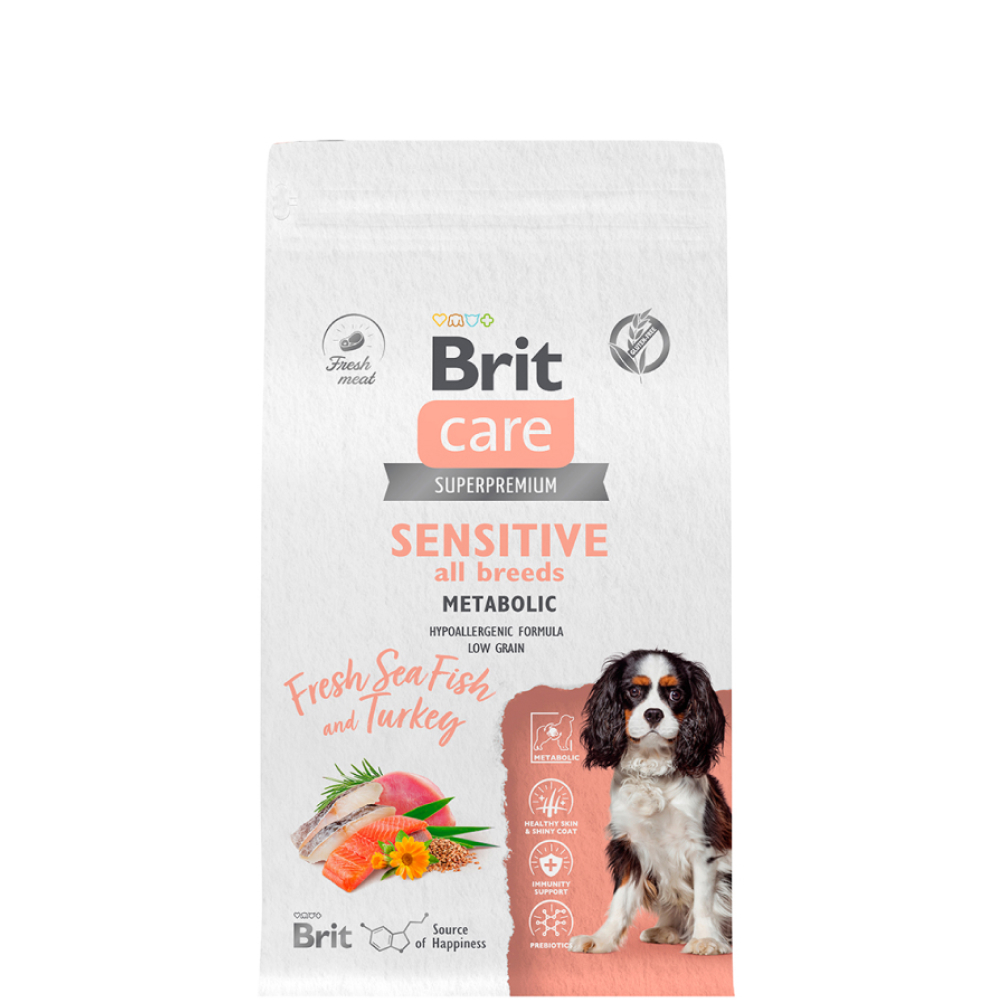 

Brit Care Sensitive Сухой корм для собак, с морской рыбой и индейкой, 1,5 кг