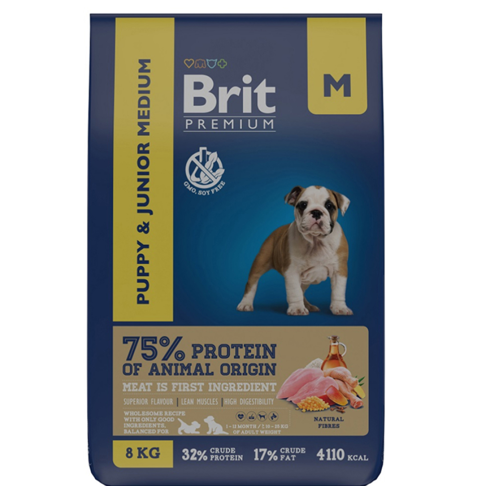 

Brit Dog Puppy and Junior Medium Сухой корм для щенков, с курицей, 8 кг