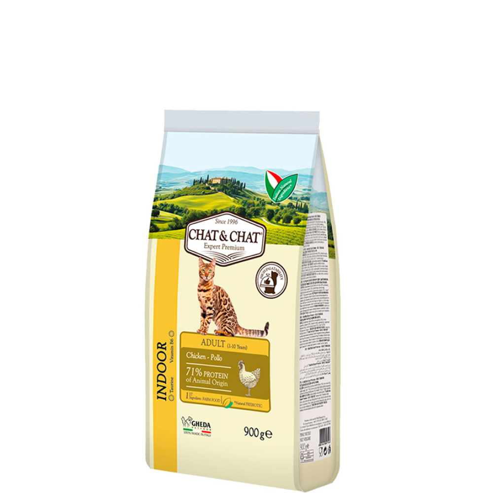 

Chat&Chat Adult Сухой корм для кошек, с курицей и горохом, 900 гр.
