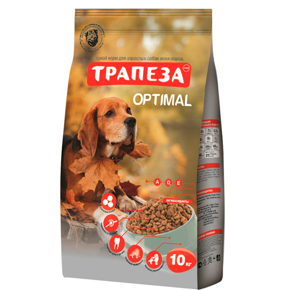 

Трапеза Optimal Сухой корм для взрослых собак всех пород живущих в городских условиях, 10 кг